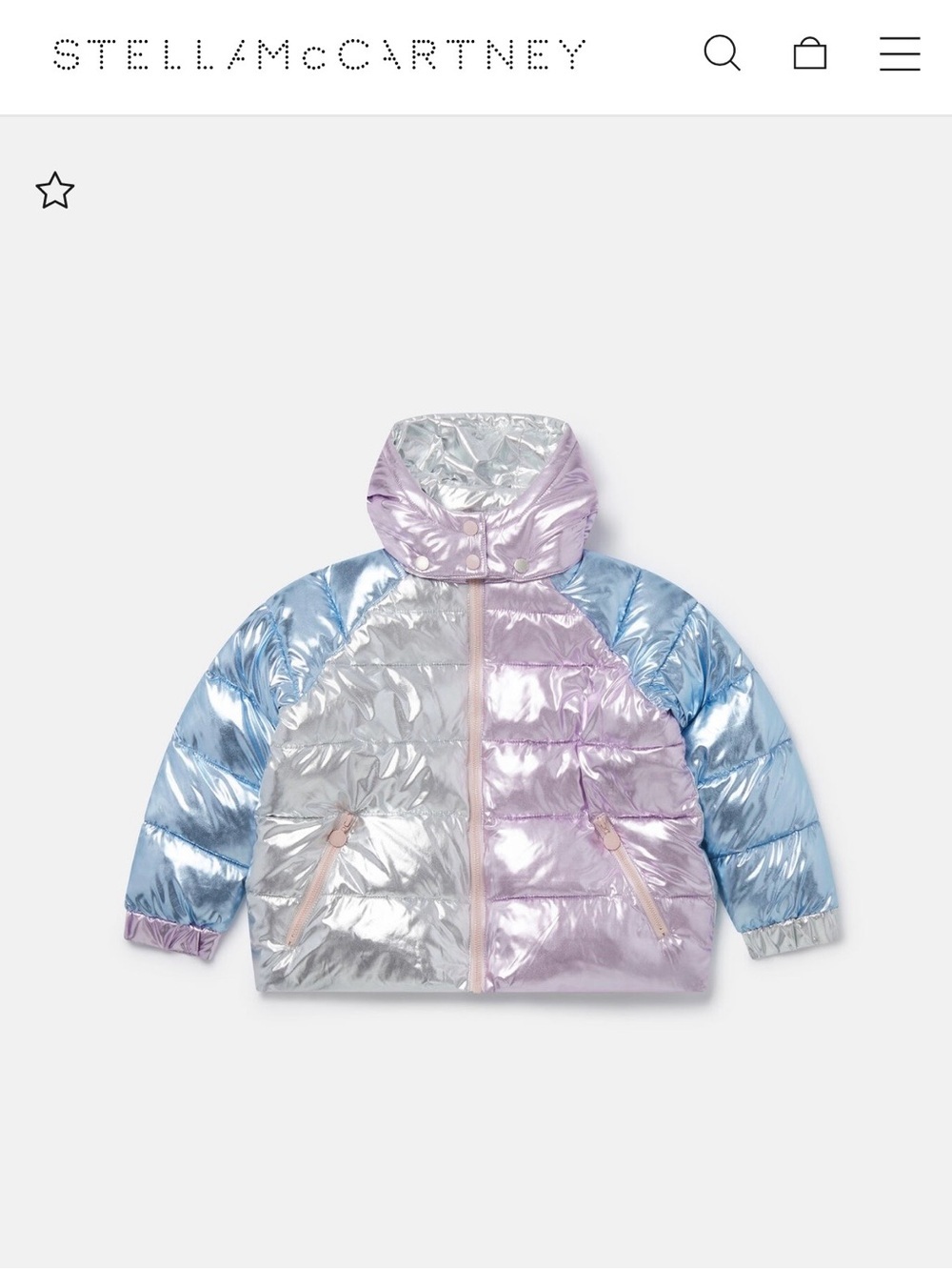 Stella McCartney Kids Metallic Puffer Coat 10y